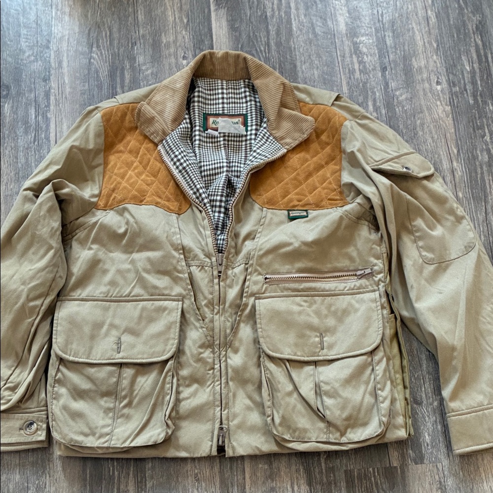 vintage Remington Hunting Jacket Beige and Brown Quilted Field Jacket